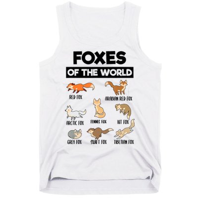 Foxes Of The World Funny Fox Animals Educational Fox Lover Tank Top