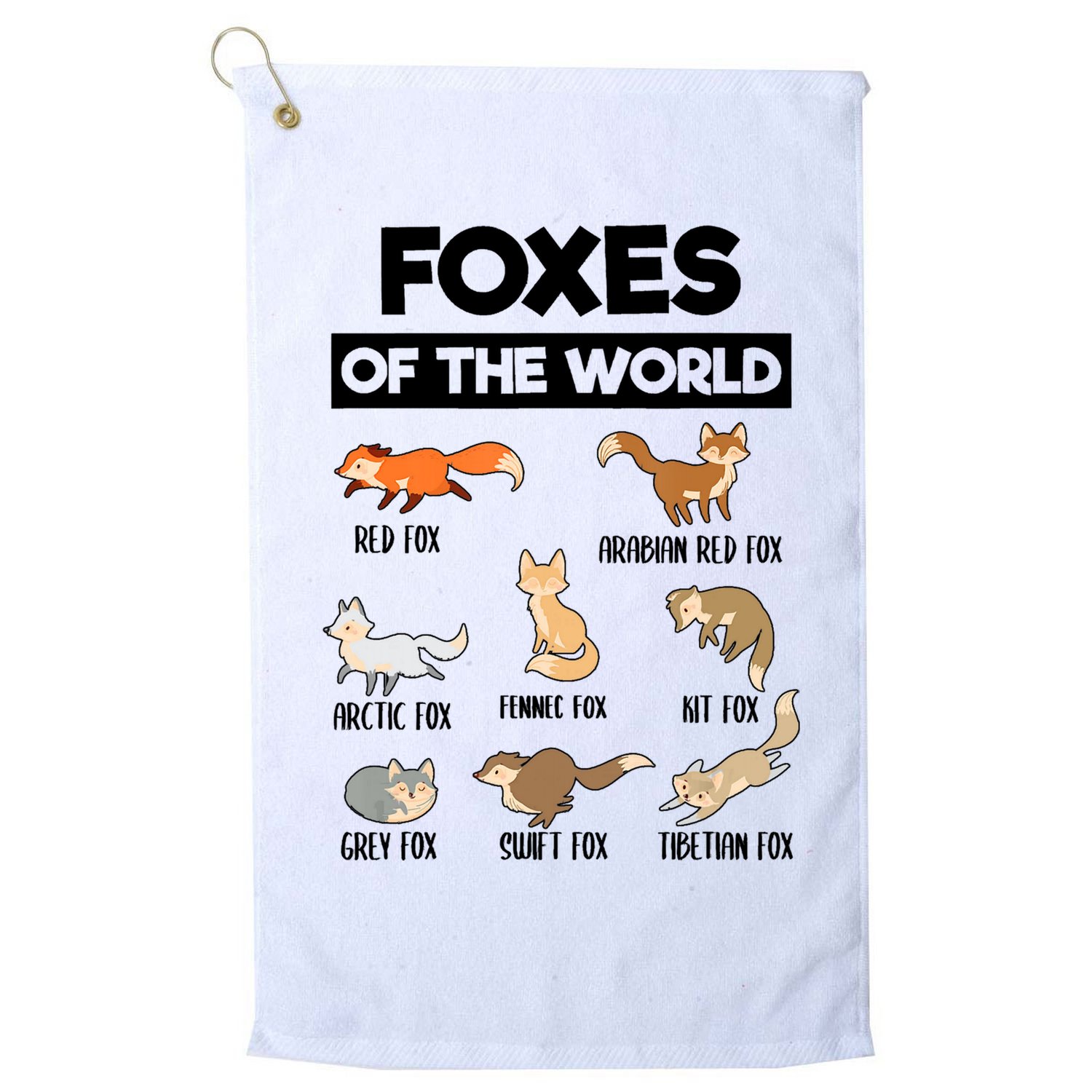 Foxes Of The World Funny Fox Animals Educational Fox Lover Golf Towel
