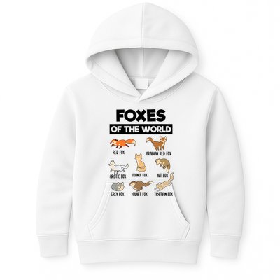 Foxes Of The World Funny Fox Animals Educational Fox Lover Kids Hoodie