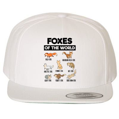 Foxes Of The World Funny Fox Animals Educational Fox Lover Wool Snapback Cap