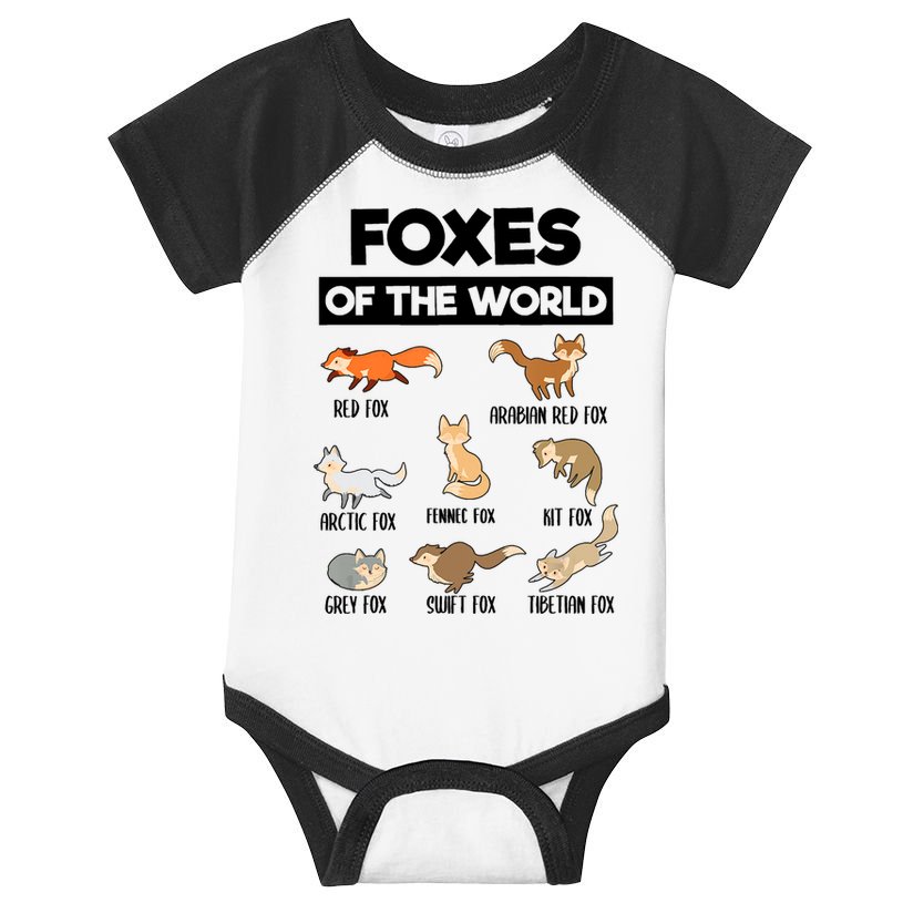 Foxes Of The World Funny Fox Animals Educational Fox Lover Infant Baby Jersey Bodysuit