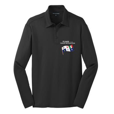 Flags Of The Texas Revolution History Silk Touch Performance Long Sleeve Polo