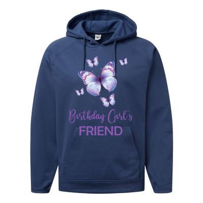 Friend Of The Birthday Butterfly Family 1st Birthday Meaningful Gift Performance Fleece Hoodie