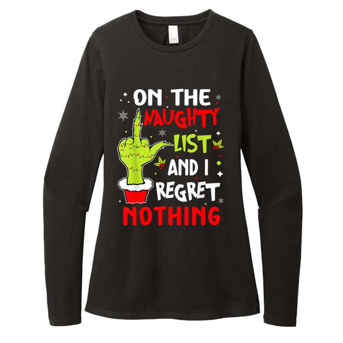 Funny On The List Of Naughty And I Regret Nothing Christmas Womens CVC Long Sleeve Shirt