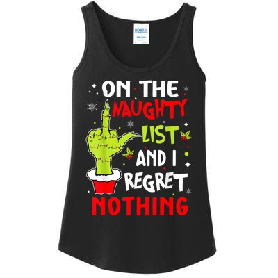 Funny On The List Of Naughty And I Regret Nothing Christmas Ladies Essential Tank