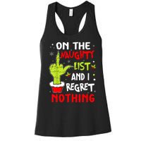 Funny On The List Of Naughty And I Regret Nothing Christmas Women's Racerback Tank