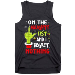 Funny On The List Of Naughty And I Regret Nothing Christmas Tank Top