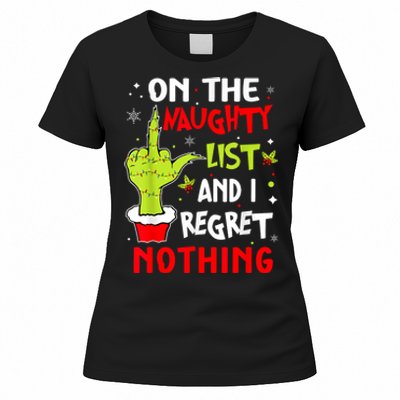 Funny On The List Of Naughty And I Regret Nothing Christmas Women's T-Shirt