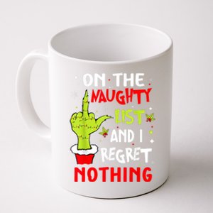 Funny On The List Of Naughty And I Regret Nothing Christmas Coffee Mug