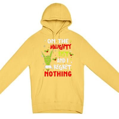 Funny On The List Of Naughty And I Regret Nothing Christmas Premium Pullover Hoodie