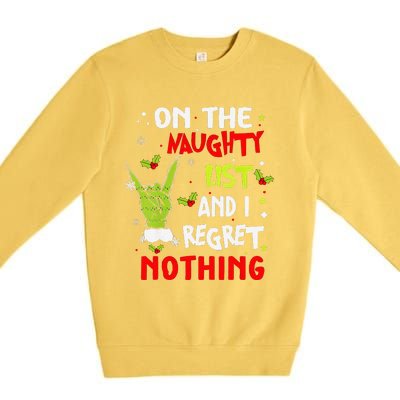 Funny On The List Of Naughty And I Regret Nothing Christmas Premium Crewneck Sweatshirt