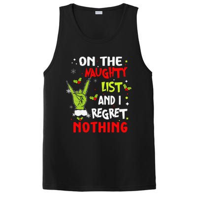 Funny On The List Of Naughty And I Regret Nothing Christmas PosiCharge Competitor Tank