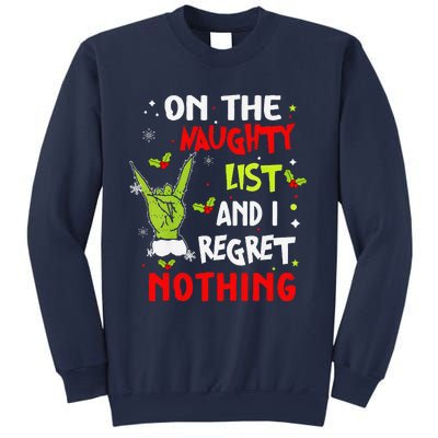 Funny On The List Of Naughty And I Regret Nothing Christmas Sweatshirt