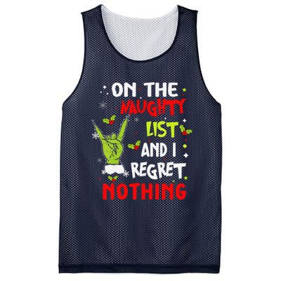 Funny On The List Of Naughty And I Regret Nothing Christmas Mesh Reversible Basketball Jersey Tank