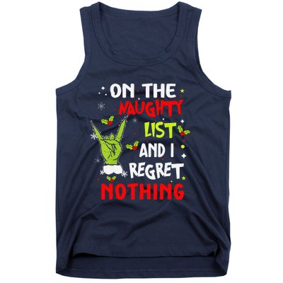 Funny On The List Of Naughty And I Regret Nothing Christmas Tank Top