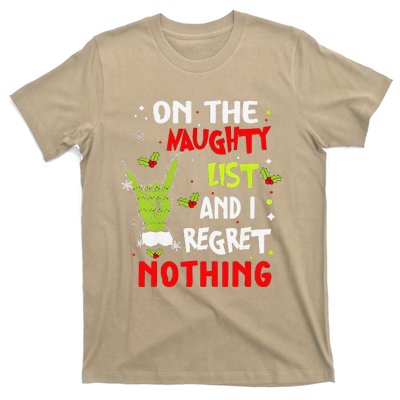 Funny On The List Of Naughty And I Regret Nothing Christmas T-Shirt