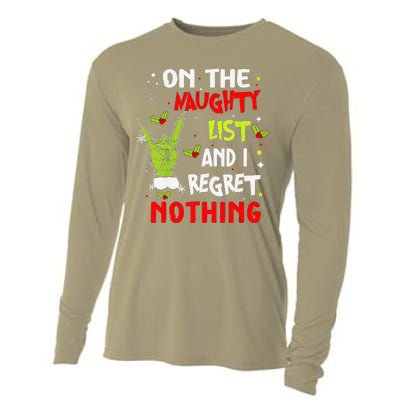 Funny On The List Of Naughty And I Regret Nothing Christmas Cooling Performance Long Sleeve Crew