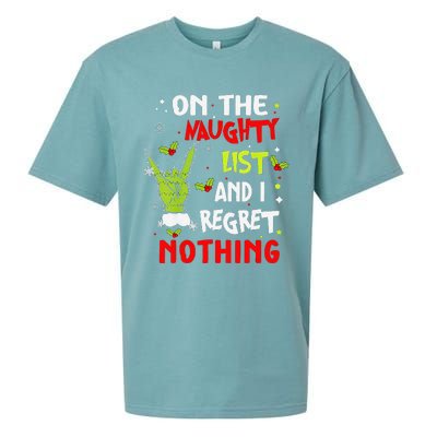 Funny On The List Of Naughty And I Regret Nothing Christmas Sueded Cloud Jersey T-Shirt