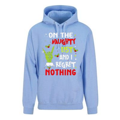 Funny On The List Of Naughty And I Regret Nothing Christmas Unisex Surf Hoodie