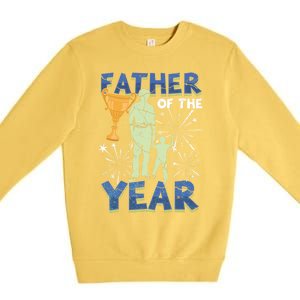 Father Of The Year Papa Dad Daddy Husband Poppa Stepdad Gift Premium Crewneck Sweatshirt