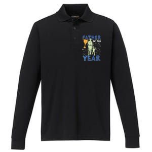 Father Of The Year Papa Dad Daddy Husband Poppa Stepdad Gift Performance Long Sleeve Polo