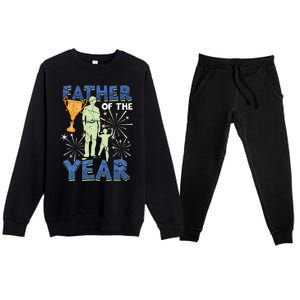 Father Of The Year Papa Dad Daddy Husband Poppa Stepdad Gift Premium Crewneck Sweatsuit Set