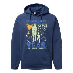 Father Of The Year Papa Dad Daddy Husband Poppa Stepdad Gift Performance Fleece Hoodie