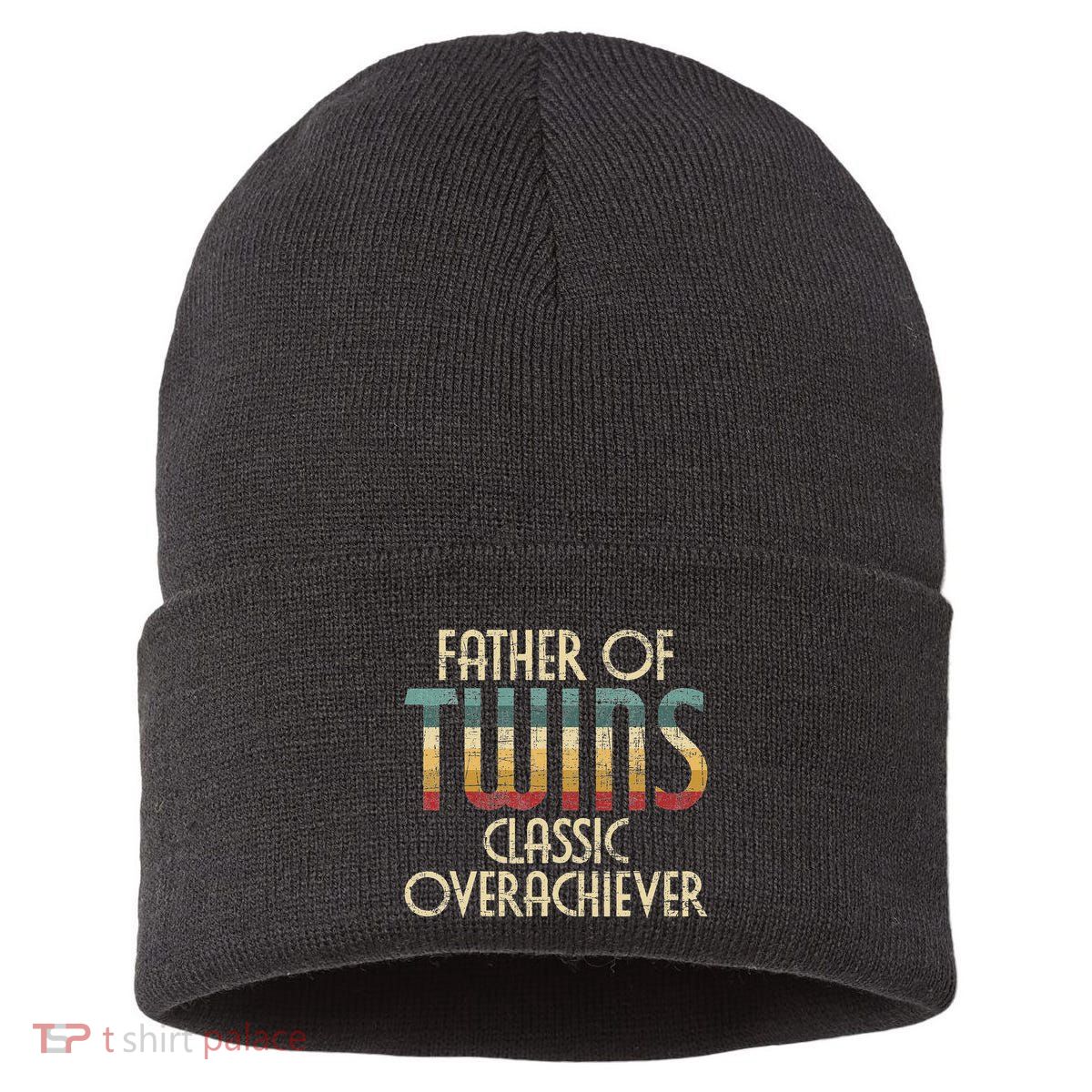Father Of Twins Twin Dad New Dad Of Twins Sustainable Knit Beanie