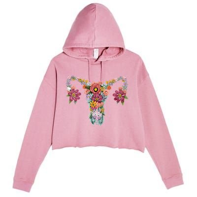 Floral Ovary Uterus Women's Rights Feminist Gift Crop Fleece Hoodie