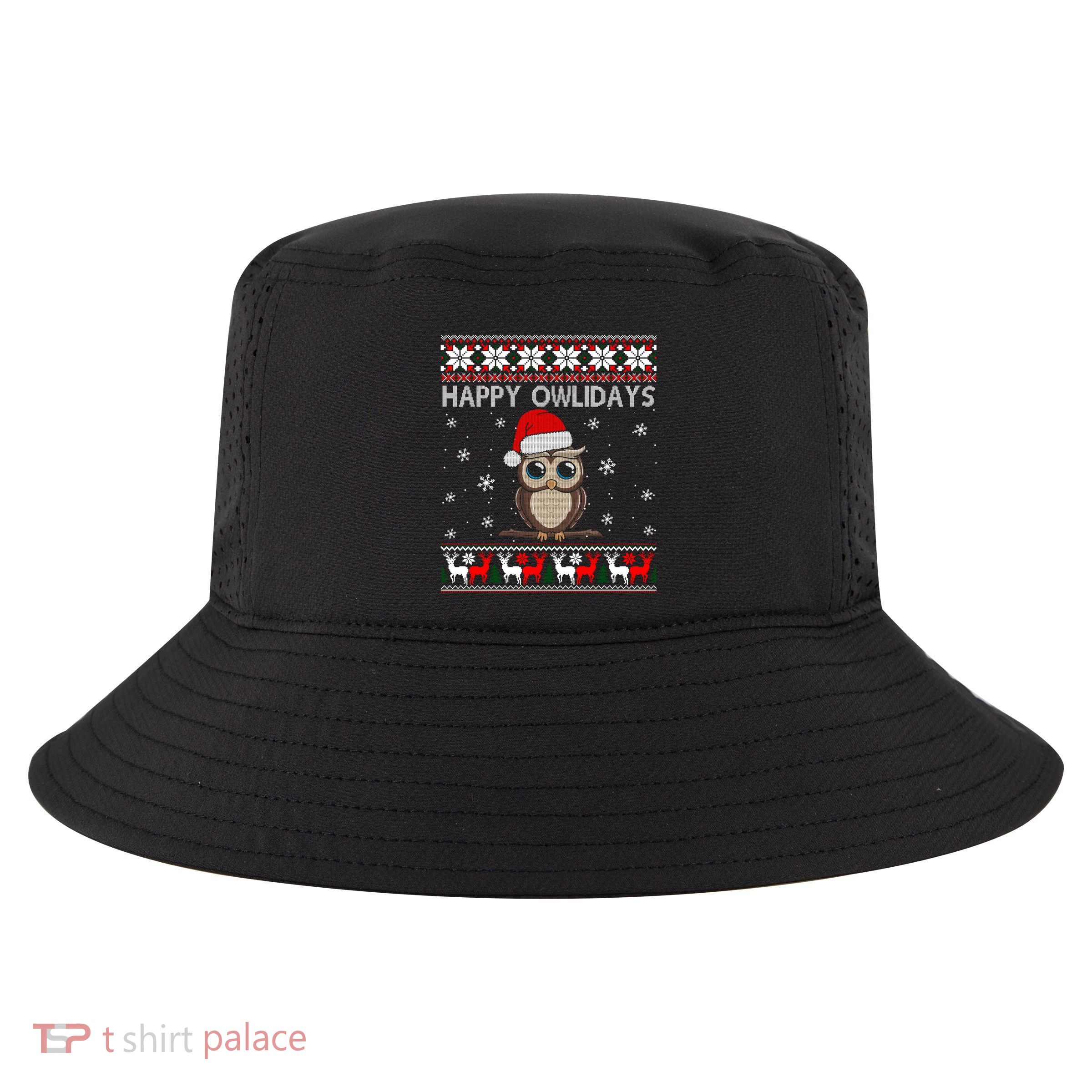 Funny Owl Ugly Christmas Sweaters Happy Owlidays Cool Comfort Performance Bucket Hat