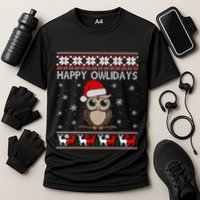 Funny Owl Ugly Christmas Sweaters Happy Owlidays Performance Shirt