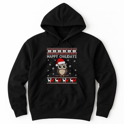 Funny Owl Ugly Christmas Sweaters Happy Owlidays Hoodie