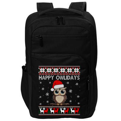 Funny Owl Ugly Christmas Sweaters Happy Owlidays Impact Tech Backpack