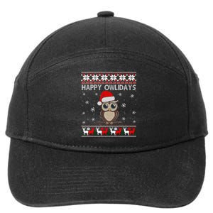 Funny Owl Ugly Christmas Sweaters Happy Owlidays 7-Panel Snapback Hat