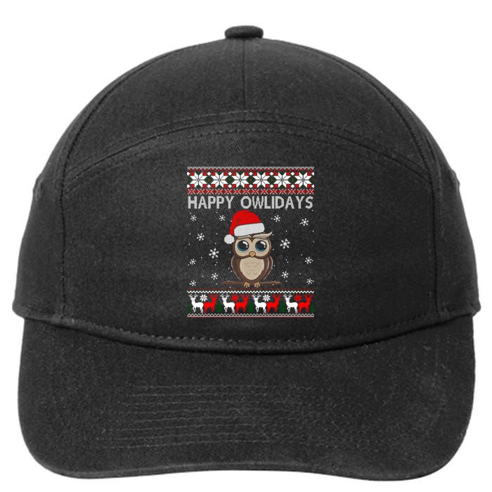 Funny Owl Ugly Christmas Sweaters Happy Owlidays 7-Panel Snapback Hat