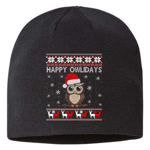 Funny Owl Ugly Christmas Sweaters Happy Owlidays Sustainable Beanie