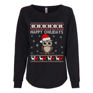 Funny Owl Ugly Christmas Sweaters Happy Owlidays Womens California Wash Sweatshirt