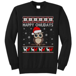 Funny Owl Ugly Christmas Sweaters Happy Owlidays Tall Sweatshirt