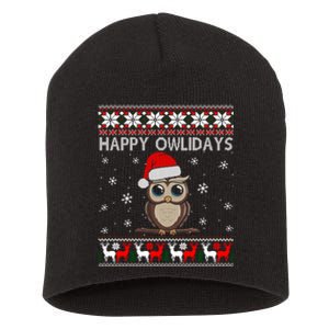 Funny Owl Ugly Christmas Sweaters Happy Owlidays Short Acrylic Beanie