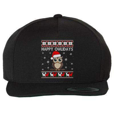 Funny Owl Ugly Christmas Sweaters Happy Owlidays Wool Snapback Cap
