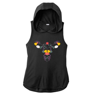 Floral Ovary Uterus Flower Vagina Rights Feminist Ladies PosiCharge Tri-Blend Wicking Draft Hoodie Tank