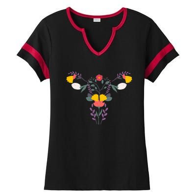 Floral Ovary Uterus Flower Vagina Rights Feminist Ladies Halftime Notch Neck Tee