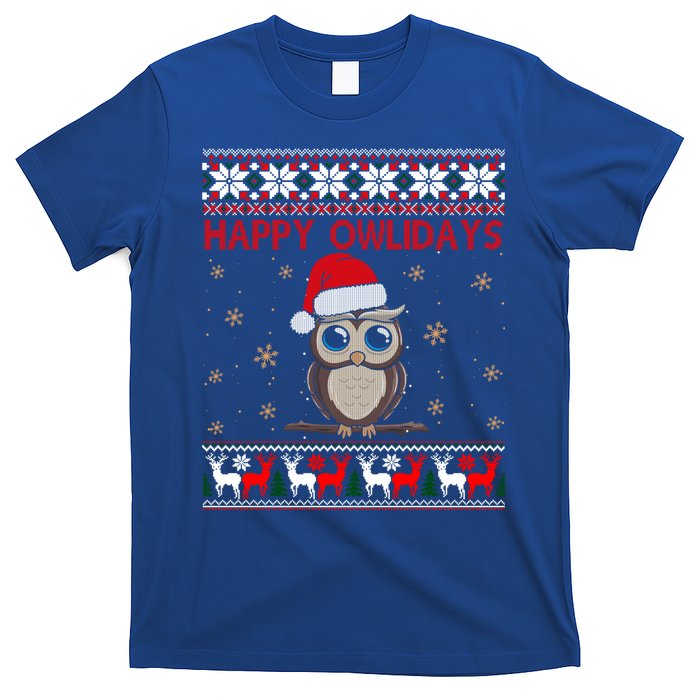 Funny Owl Ugly Christmas Gift Happy Owlidays T-Shirt