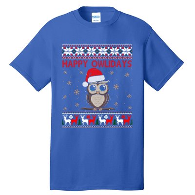 Funny Owl Ugly Christmas Gift Happy Owlidays Tall T-Shirt