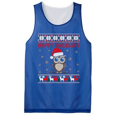 Funny Owl Ugly Christmas Gift Happy Owlidays Mesh Reversible Basketball Jersey Tank