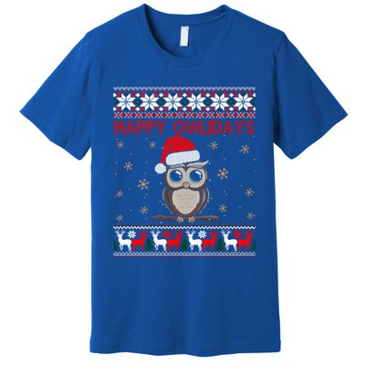 Funny Owl Ugly Christmas Gift Happy Owlidays Premium T-Shirt