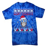 Funny Owl Ugly Christmas Gift Happy Owlidays Tie-Dye T-Shirt