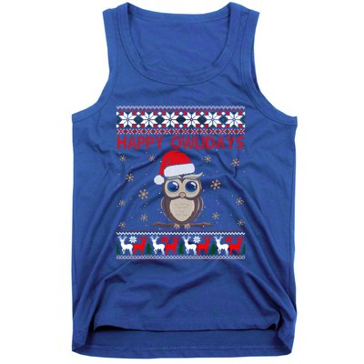 Funny Owl Ugly Christmas Gift Happy Owlidays Tank Top