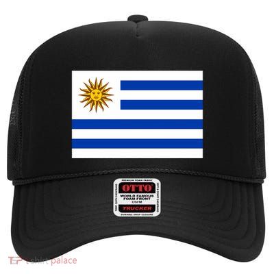 Flag Of Uruguay Proud Patriot Souvenir Patriotic National Gift High Crown Mesh Back Trucker Hat