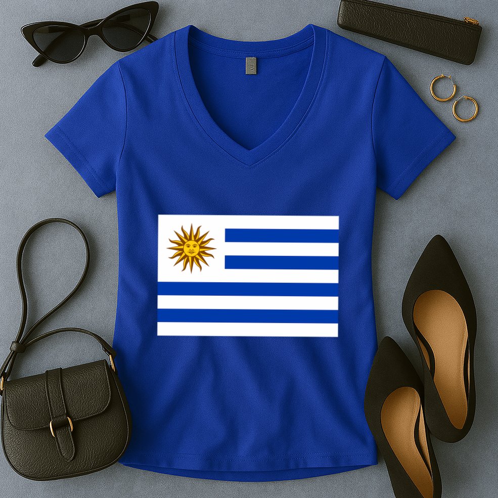 Flag Of Uruguay Proud Patriot Souvenir Patriotic National Gift Women's V-Neck T-Shirt